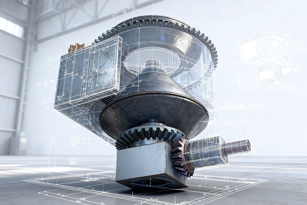 Desain 3D Mesin Cone Crusher