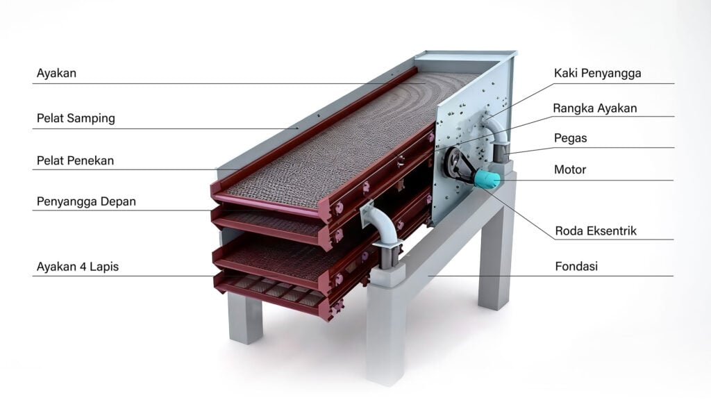 Struktur Incline Vibrating Screen Seri YA